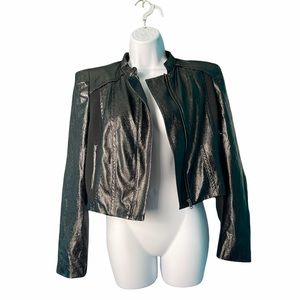 Forever 21 Metallic Moto Jacket Black